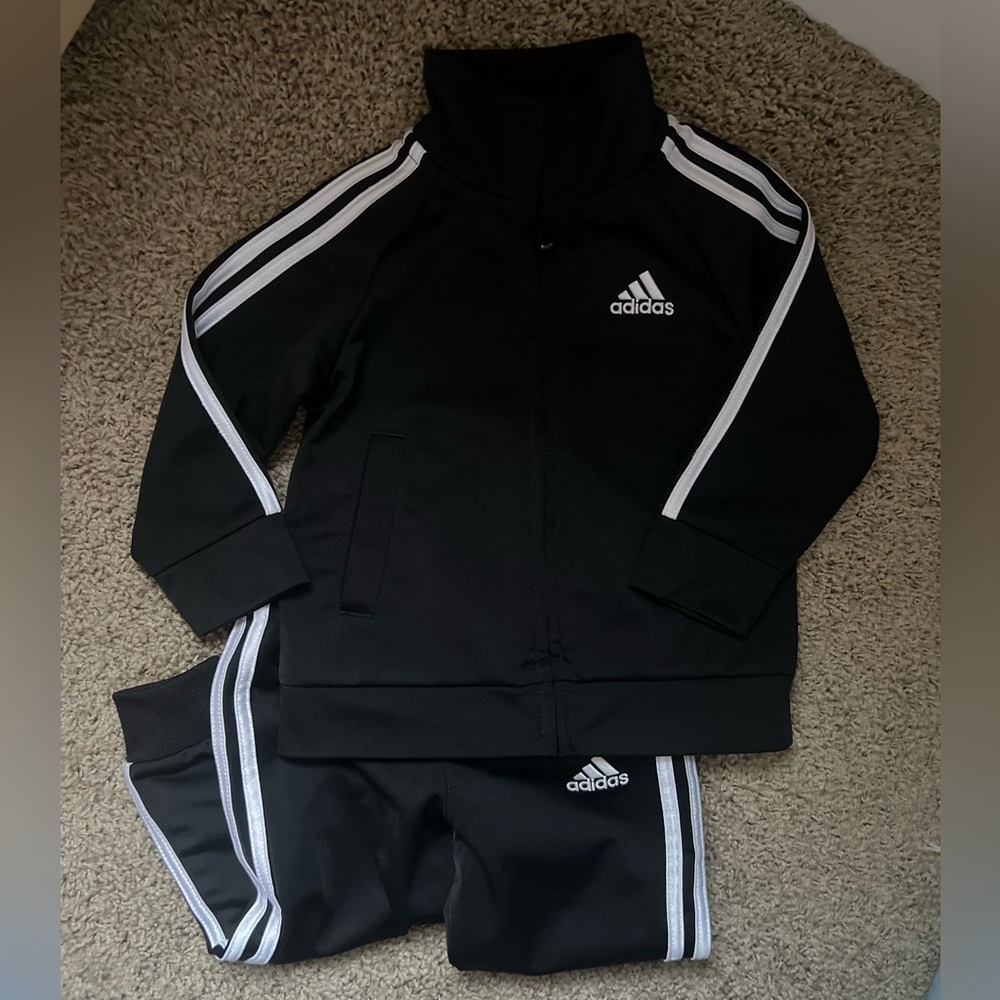 Adidas Infant Black Joggers with White Logo